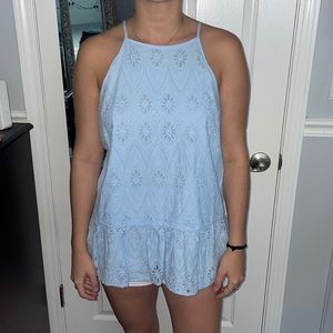 Light Blue Eyelet Tank